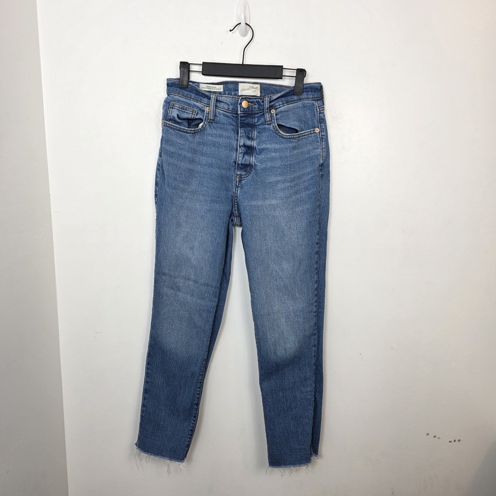 Universal Thread Medium Wash High Rise 90s Slim Raw Hem‎ Ankle Jeans Size 6